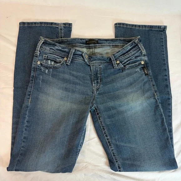 Silver Jeans Co Tuesday Slim Boot Jeans W32 L33 Mid Rise Denim - Picture 5 of 8
